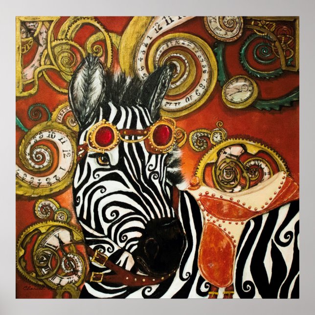 Steampunk Zebra Matte Poster (Front)