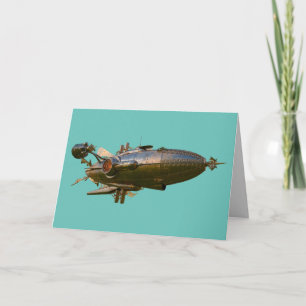 STEAMPUNK ZEPPELIN BLIMP BLANK CARDS