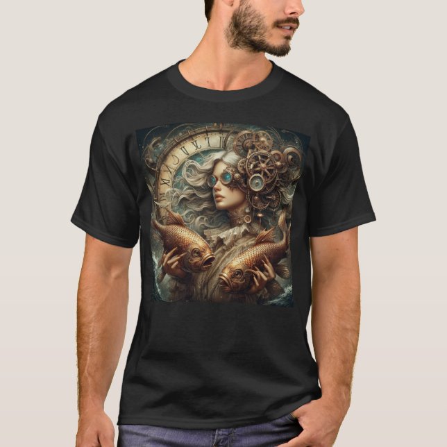 Steampunk Zodiac Pisces  T-Shirt (Front)