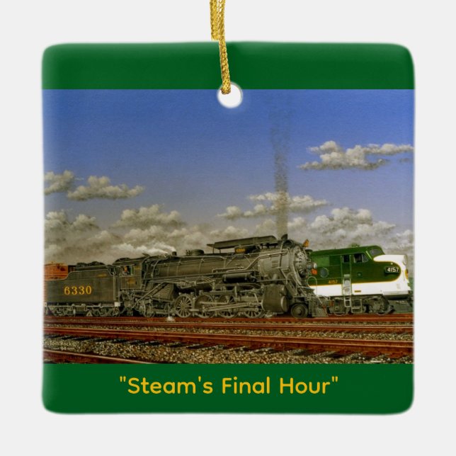 "Steam's Final Hour" by Tom Rock Ceramic Ornament (Front)