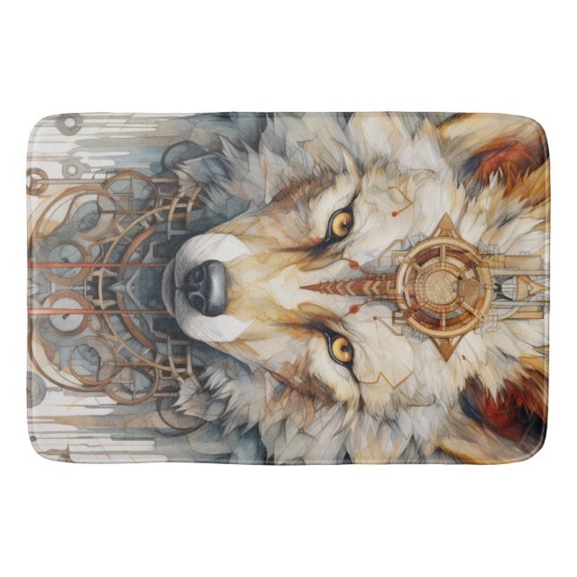 Steamshadow Steampunk Wolf Bath Mat (Front)