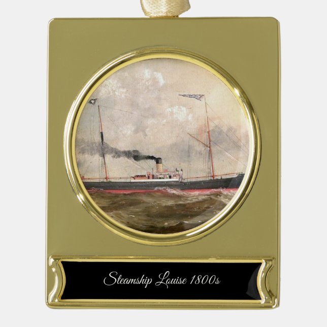 Steamship Louise 1800s Gold Plated Banner Ornament (Front)