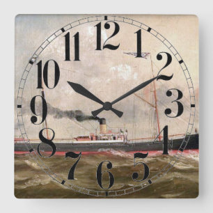 Steamship Louise 1800s Square Wall Clock