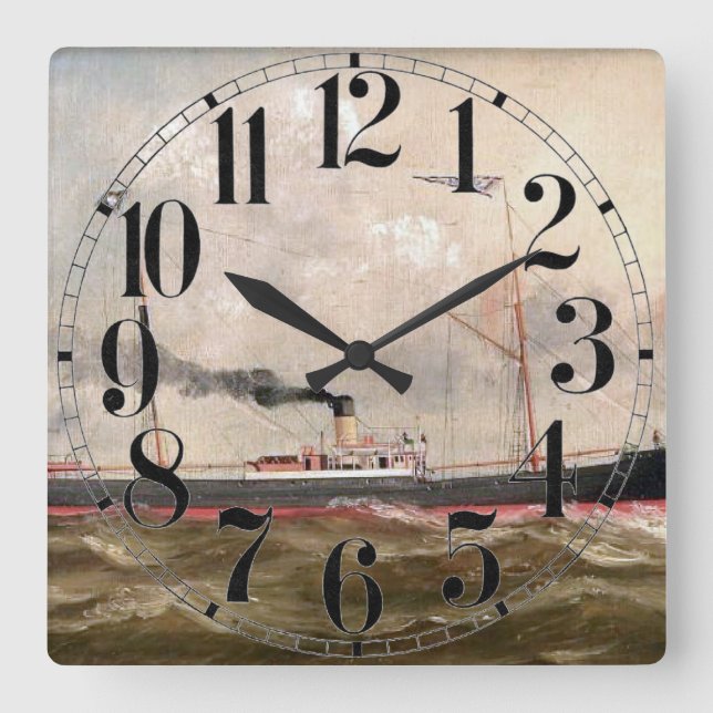 Steamship Louise 1800s Square Wall Clock (Front)