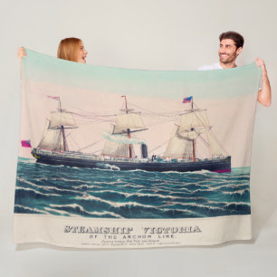 Steamship Victoria of the Anchor Line, 1876 Fleece Blanket