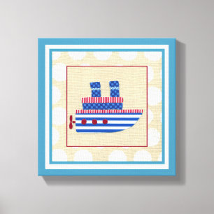 Steamship with Propeller and Blue Smokestacks Canvas Print