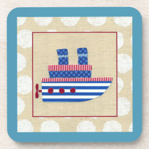 Steamship with Propeller and Blue Smokestacks Coaster