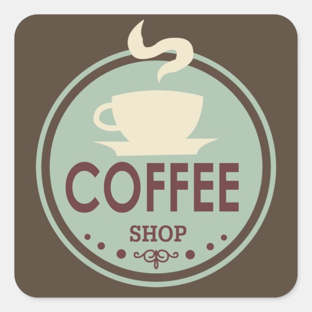 Steamy Coffee shop word art business sticker (Front)