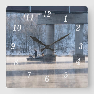 Steamy Winter Fishing Table Rock Lake Wall Clock