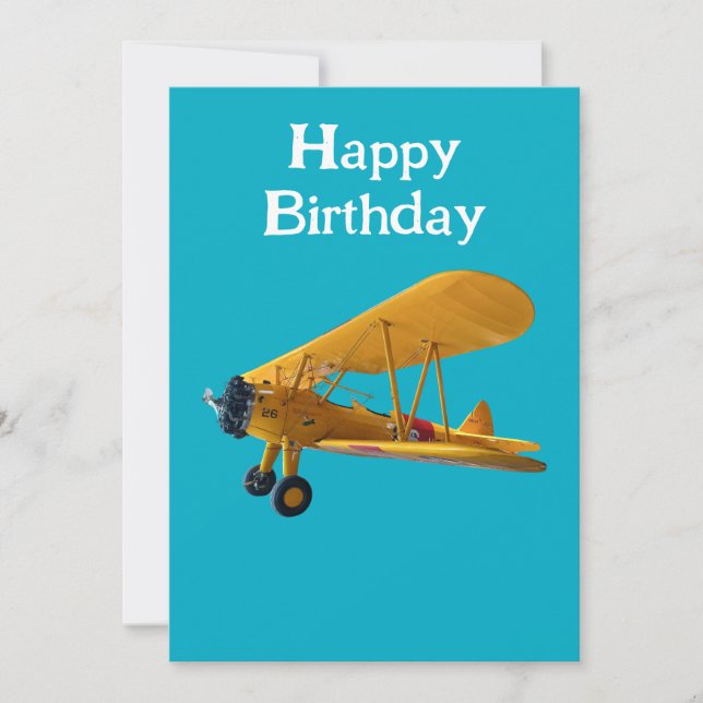 Stearman biplane photo for Pilot,Aviation Birthday Holiday Card (Front)