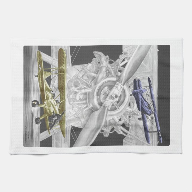 Stearman Biplane Tea Towel (Horizontal)