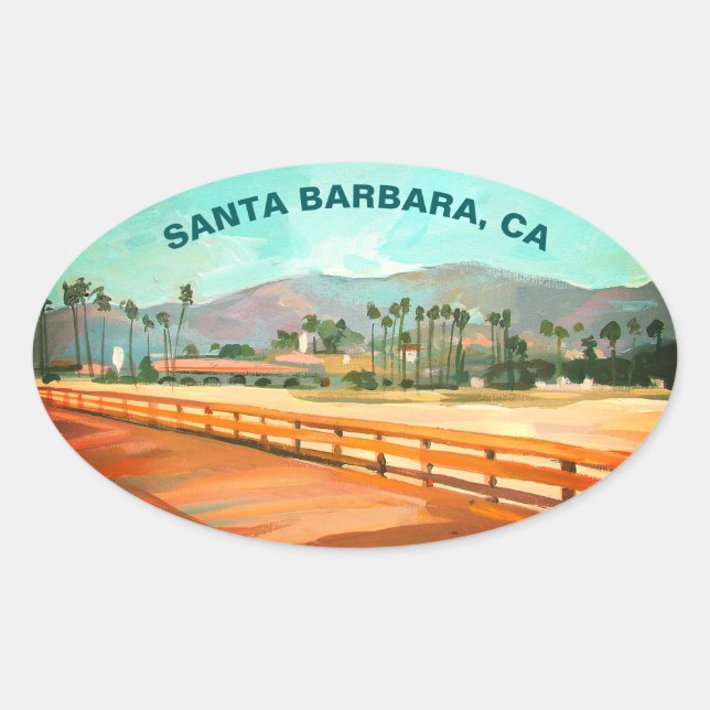 Stearns Wharf - Santa Barbara, CA Oval Sticker (Front)