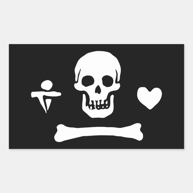Stede Bonnet Pirate Flag Jolly Roger Rectangular Sticker (Front)