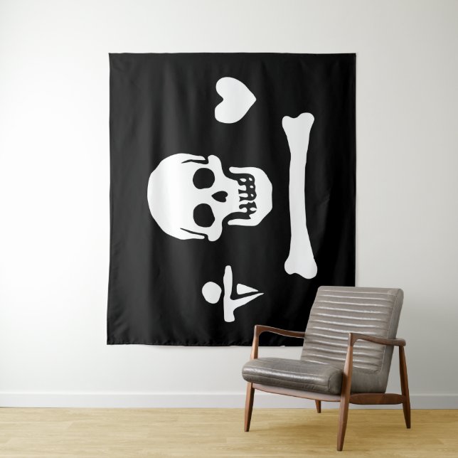 Stede Bonnet Pirate Flag Jolly Roger Tapestry (In Situ)