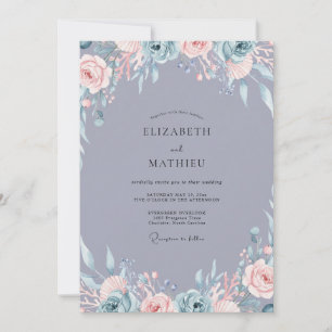 Steel Amethyst Watercolor Wedding Invitation