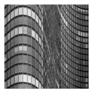 Steel and glass curtain wall of modern poster