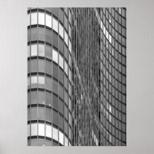 Steel and glass curtain wall of modern poster