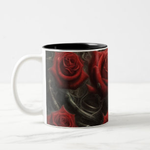 Steel and roses 005 Two-Tone coffee mug