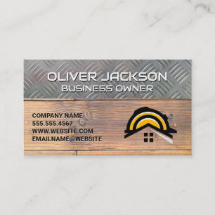 Steel and Wood   Construction Builder Logo  Business Card