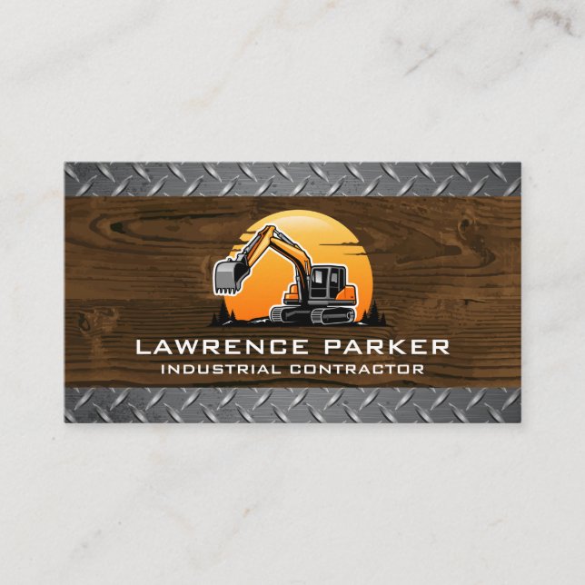 Steel and Wood | Construction Equipment Business Card (Front)