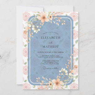 Steel Apricot Petal Wedding Invitation