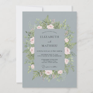 Steel Ash Wreath Wedding Invitation