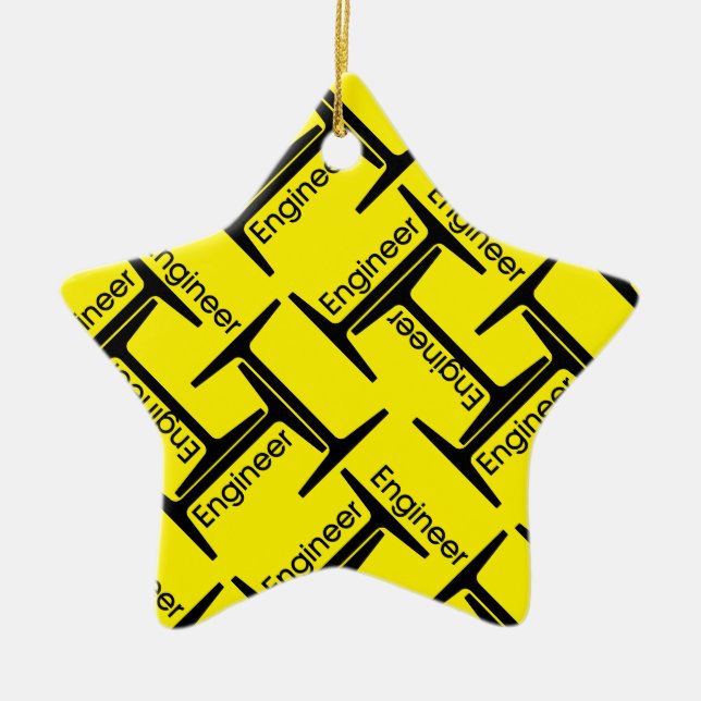Steel Beam Engineer Pattern Ceramic Tree Decoration (Front)