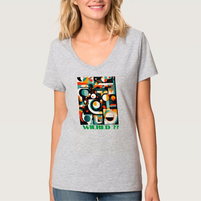 "Steel Bloom: V-Neck Tee with Radiant Risograph (Front)