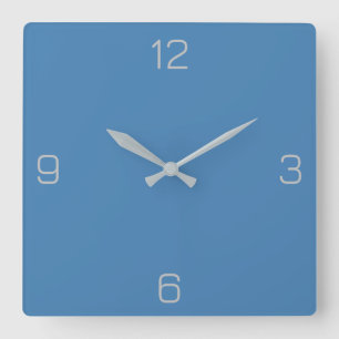 Steel Blue 4682B4 Colour - Add a Name Option Square Wall Clock