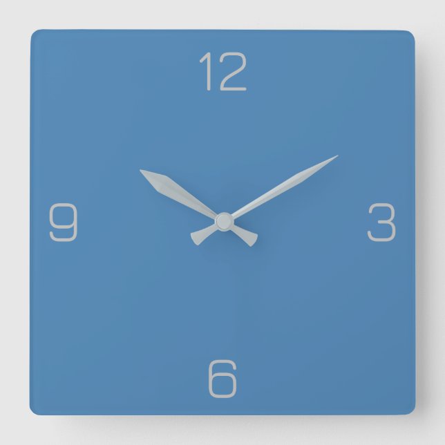 Steel Blue 4682B4 Colour - Add a Name Option Square Wall Clock (Front)