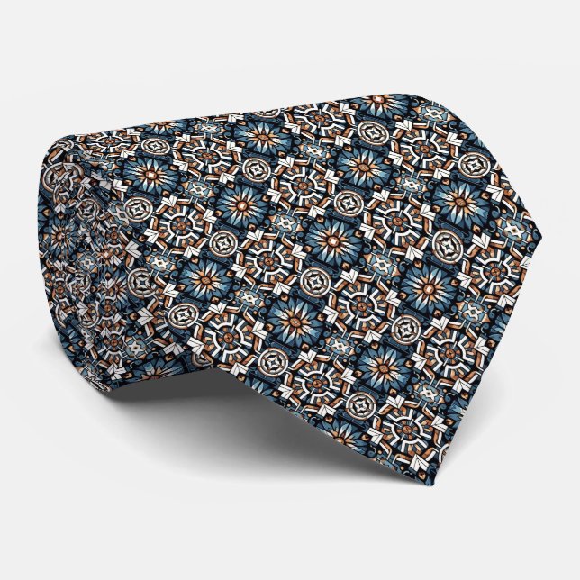 Steel Blue, Blue, Warm Copper, Sandy... Moroccan Tie (Rolled)