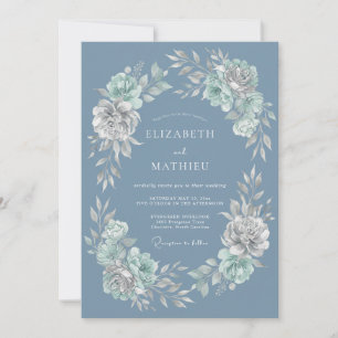 Steel Blue Crisp Winter Wedding Invitation