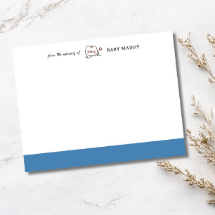 Steel Blue   Cute Cat Nursery Stationery Note Card