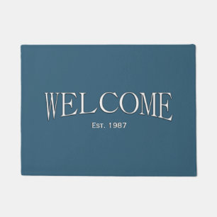 Steel Blue Established Date Welcome Doormat