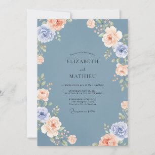 Steel Blue Lush Spring Wedding Invitation