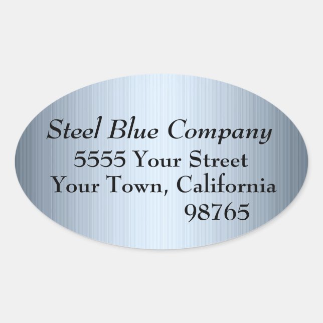 Steel Blue Metal Address Labels Stickers (Front)