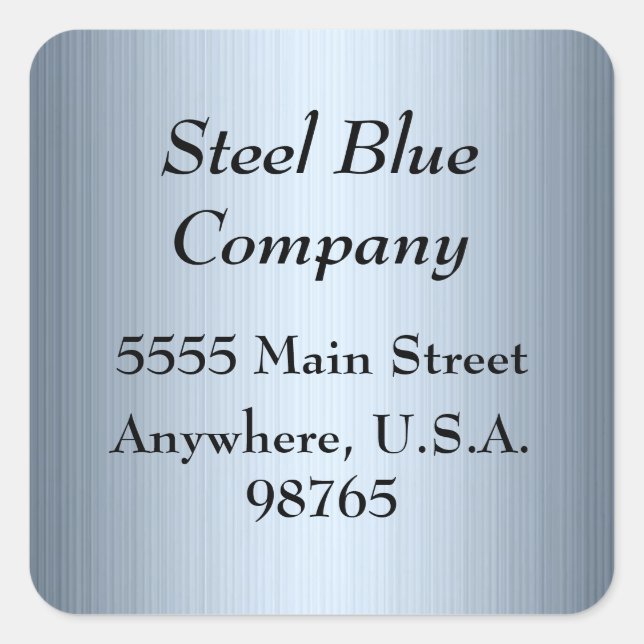 Steel Blue Metal Address Labels Stickers (Front)