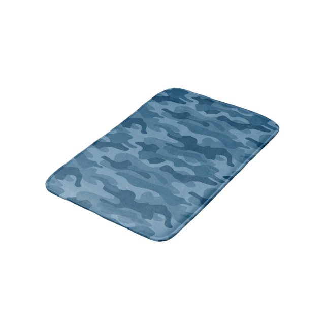Steel Blue Monocolor Camo Bath Mat (Angled)