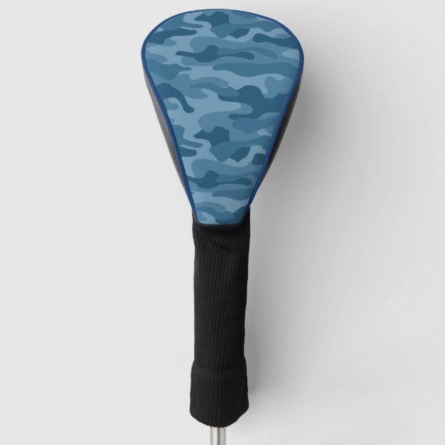 Steel Blue Monocolor Camo Golf Head Cover (Front)