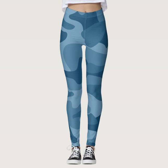 Steel Blue Monocolor Camo Leggings (Front)