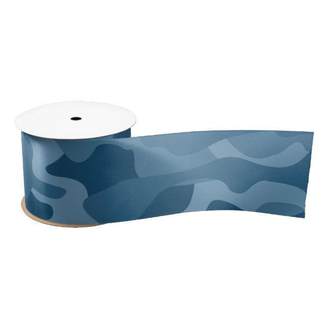 Steel Blue Monocolor Camo Satin Ribbon (Spool)