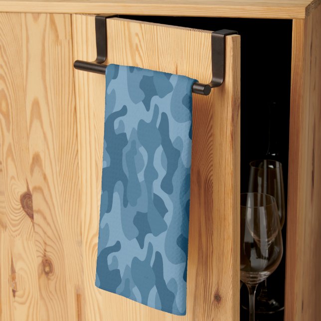 Steel Blue Monocolor Camo Tea Towel (Thirds Fold)