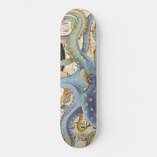 Steel Blue Octopus Music Compass Skateboard (Front)