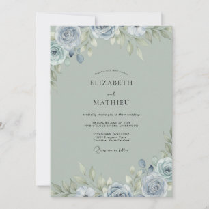 Steel Blue Painted Wedding Invitation