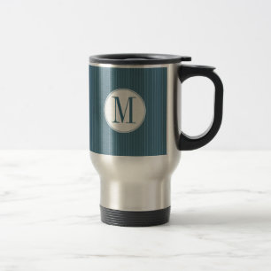 Steel Blue Pinstripe Single Monogram Mug