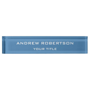 Steel Blue Plain Elegant Minimalist Simple Nameplate