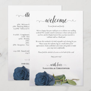 Steel Blue Rose Fancy Wedding Welcome & Itinerary Programme