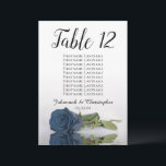 Steel Blue Rose Wedding Table Seating Chart Large<br><div class="desc">These beautiful table number cards will make it easy for your guests to find their seats at your wedding reception. They feature a simple yet elegant design with script calligraphy lettering and a single long-stemmed dusty steel blue coloured rose lying on its side reflecting in water. The card includes a...</div>