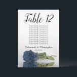Steel Blue Rose Wedding Table Seating Chart Large<br><div class="desc">These beautiful table number cards will make it easy for your guests to find their seats at your wedding reception. They feature a simple yet elegant design with script calligraphy lettering and a single long-stemmed dusty steel blue coloured rose lying on its side reflecting in water. The card includes a...</div>