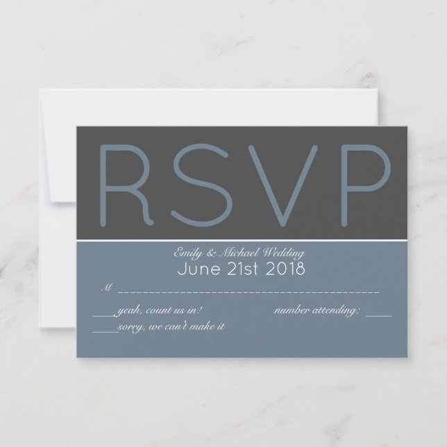 Steel Blue RSVP Modern with Menu Selections (Front)
